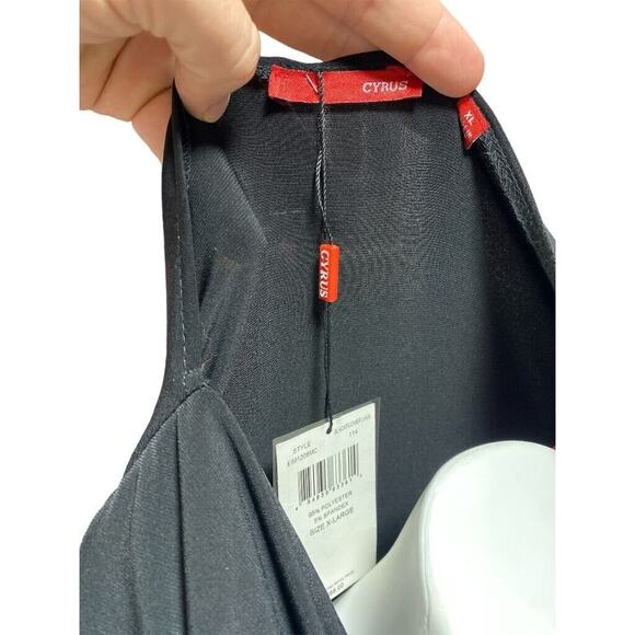 XL Cyrus Floral Red Black Drape Front Stretch Blouse NWT - Picture 5 of 6